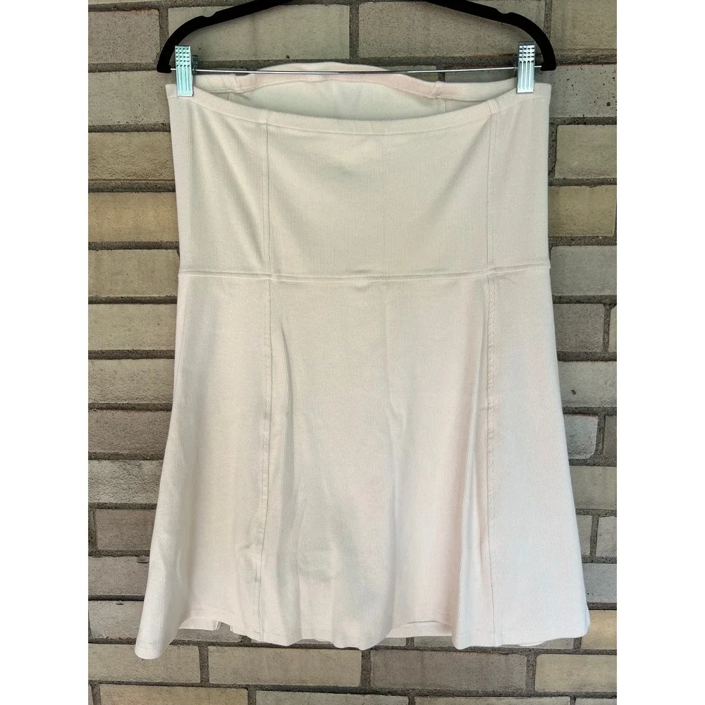 American Eagle Cream Ribbed Strapless Mini Dress Built In Shorts Romper XL - Picture 6 of 7